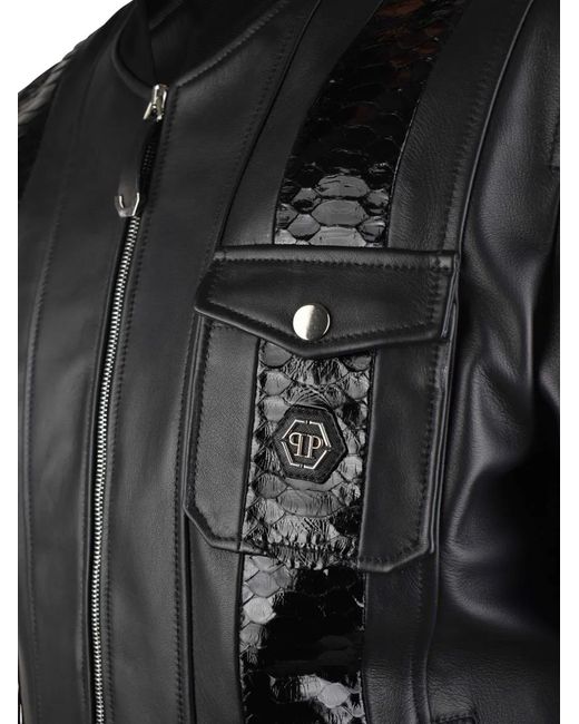 Philipp Plein Bomberjacke Mit Python-Einsatz in Black für Herren