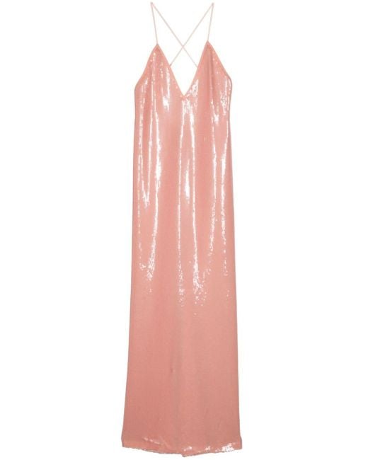N°21 Pink Sequin-embellished Maxi Dress
