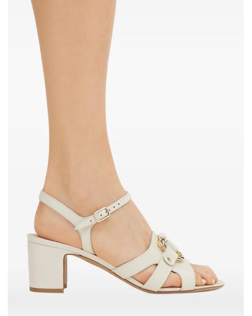 Ferragamo White Gancini Ornament Sandals