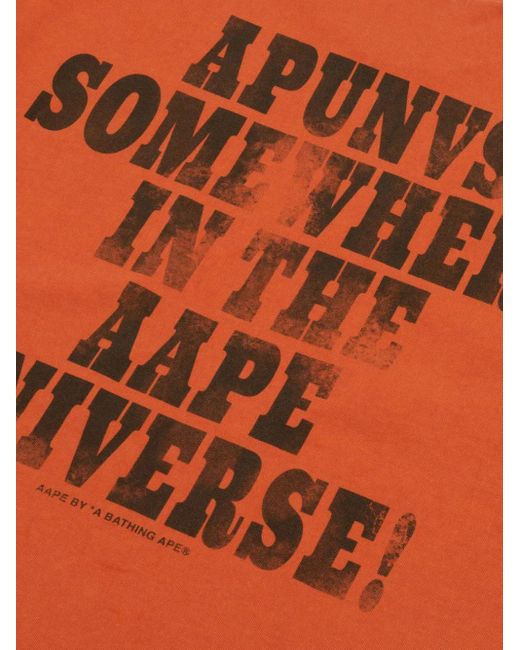 Aape By A Bathing Ape Orange T-Shirt À Imprimé Graphique for men