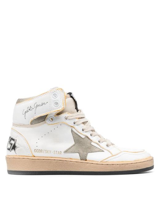 Golden Goose Deluxe Brand White Sky-Star High-Top Sneakers