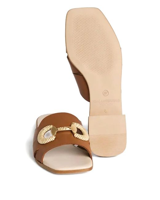 Karl Lagerfeld Brown Leather Slides