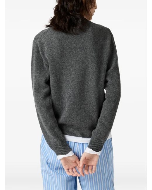 Miu Miu Gray Layered-Effect V-Neck Sweater