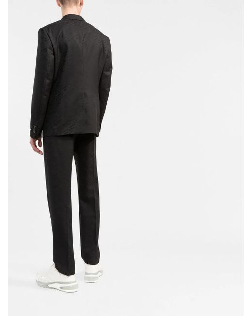 Versace Black La Greca Single-Breasted Wool Blazer for men