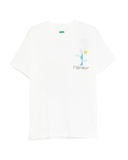 flâneur White Festival Map Graphic-Print T-Shirt for men