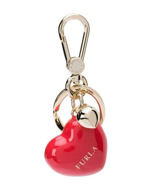 Furla Red 3d Heart Keychain