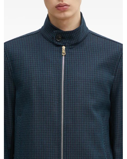 Paul Smith Blue Houndstooth Zip Jacket for men