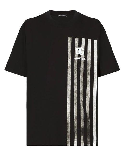 Dolce & Gabbana Black Marina-Print Cotton T-Shirt for men
