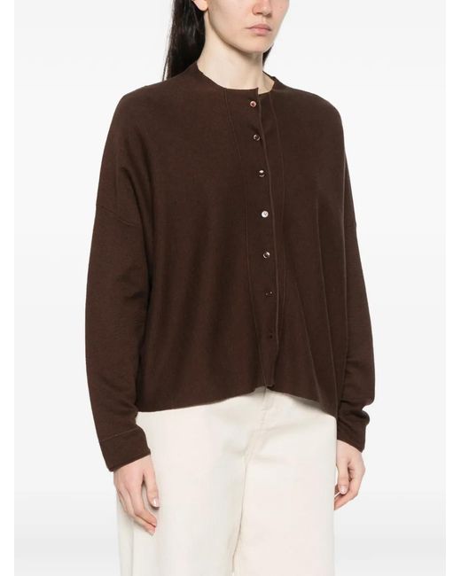 Bompard Brown Button Round-Neck Cardigan