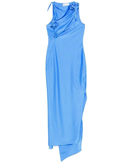 Coperni Blue Flower-Embellishment Maxi Dress