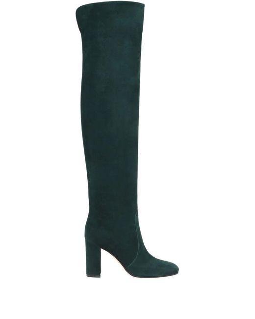 Gianvito Rossi Green Over-The-Knee Block-Heel Boots