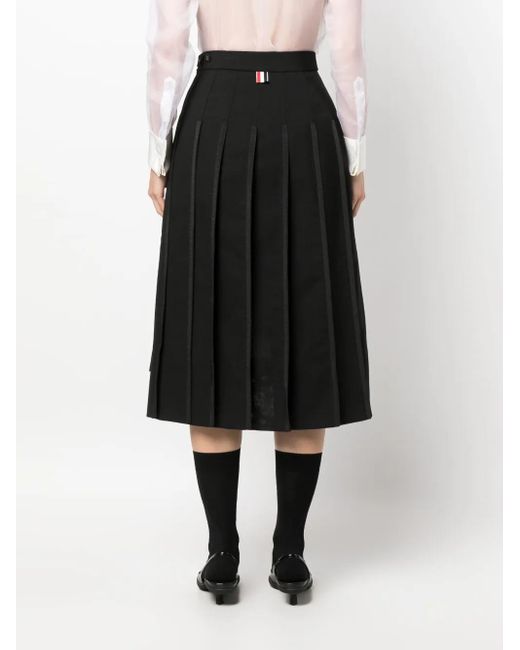 Thom Browne Black High-Waisted Pleated Skirt