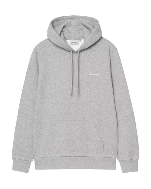 Carhartt Gray Script Embroidery-Logo Hoodie for men