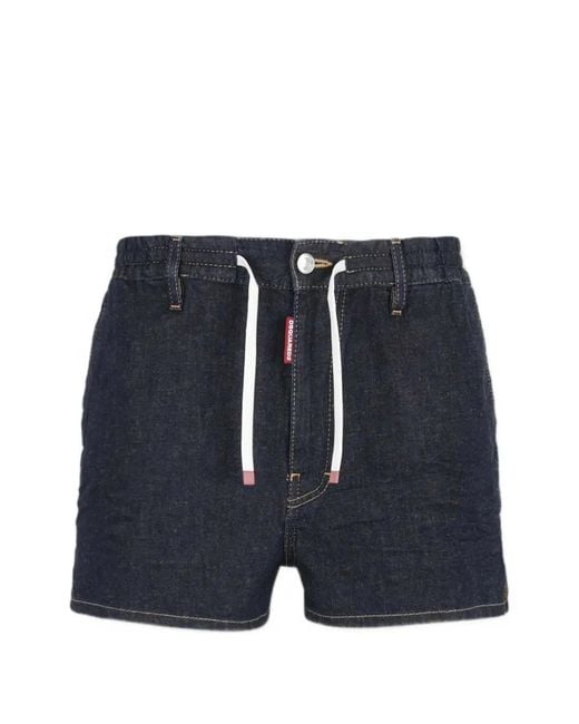DSquared² Blue Belt-Loops Drawstring Shorts for men