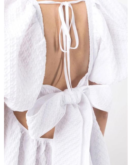 CECILIE BAHNSEN White Tilde Puff-Sleeved Dress