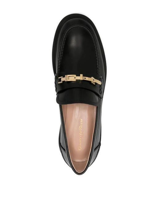Gianvito Rossi バックル レザーローファー Black