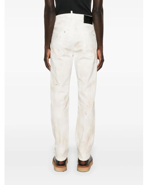 DSquared² White Paint-Splatter Jeans for men
