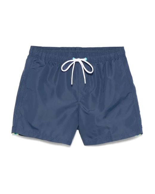 Sundek Blue Stripe-Detailing Swim Shorts for men