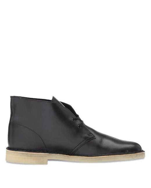 Clarks Black Leather Desert Boots