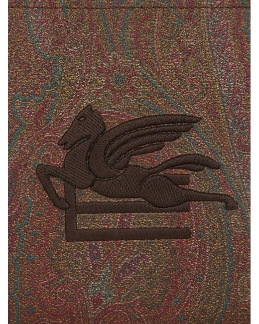 Etro Brown Arnica Pegaso-Embroidered Clutch Bag