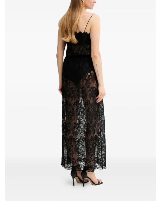 Ermanno Scervino Black Lace-Embellished Side-Split Dress