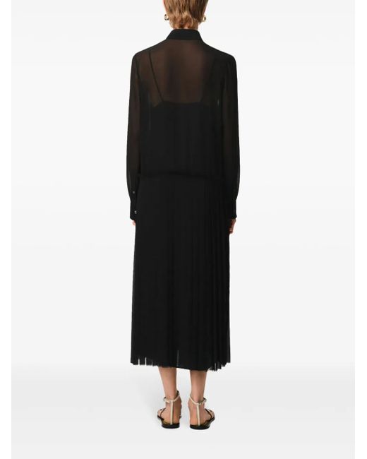AMI Geplooide Maxi-Jurk in het Black