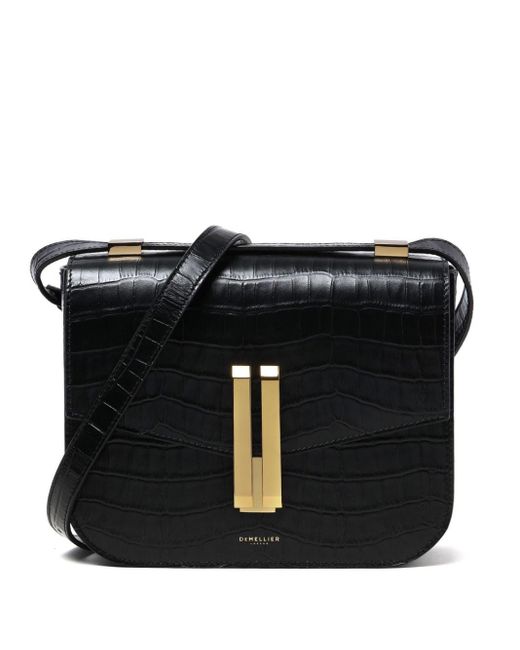 DeMellier London The Vancouver Crocodile-effect Crossbody Bag in Black ...