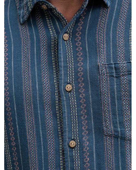 Hurley Blue Vertical-Stripe Chest-Pocket Shirt for men