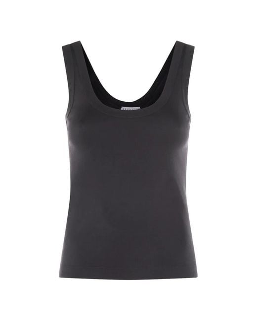 Brunello Cucinelli Black Ribbed-Knit Tank Top