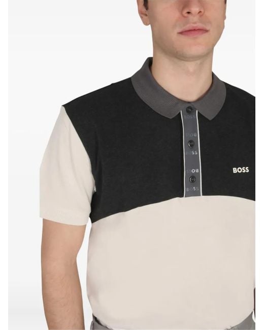 Boss Gray Colour-Block Polo Shirt for men