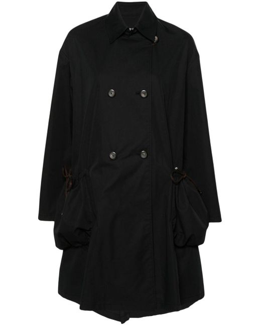 Emporio Armani Black Cotton-blend Double-breasted Coat