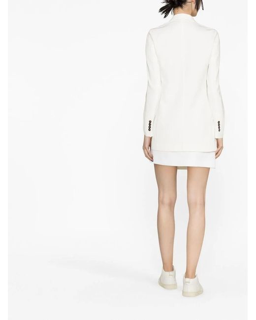 Brunello Cucinelli White Peak-Lapels Blazer