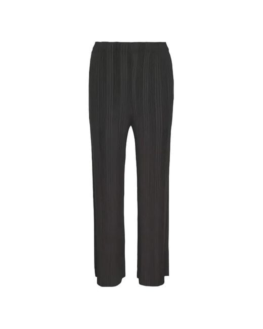 Issey Miyake Black Pleated Straight-Leg Trousers