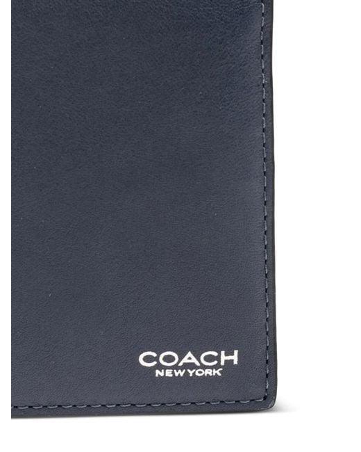 COACH Blue Logo-Print Leather Wallet for men