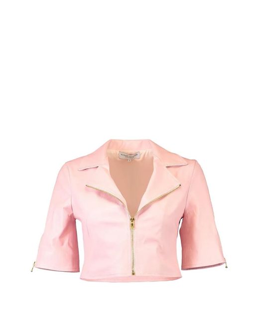 Susan Bender Pink Short-Sleeve Moto Jacket