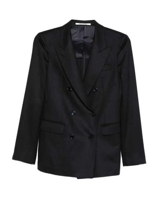 Tagliatore Black Double-Breasted Long-Sleeves Blazer