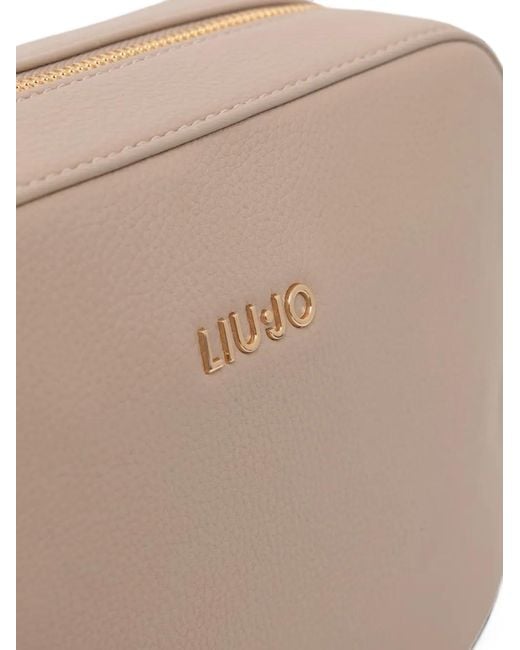 Liu Jo Natural Logo-Plaque Pebbled-Effect Shoulder Bag