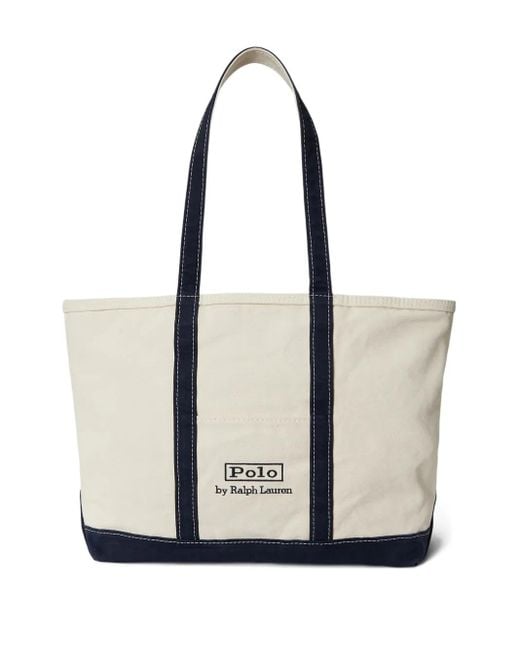 Polo Ralph Lauren White Logo-Embroidered Canvas Tote Bag for men