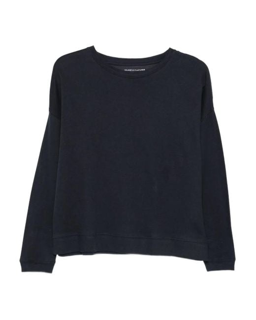 Majestic Filatures ラウンドネック ロングtシャツ Blue