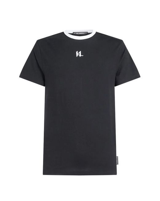 Karl Lagerfeld Black Monogram Slim-Fit T-Shirt for men