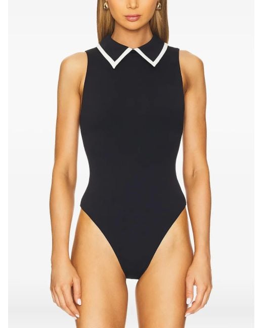 Alice + Olivia Blue Ärmelloser Body mit Kragen