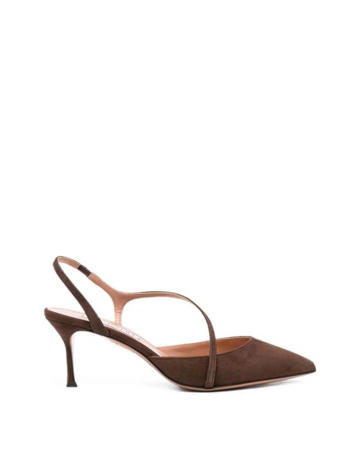 Aquazzura Brown Pointed-Toe Slingback Pumps
