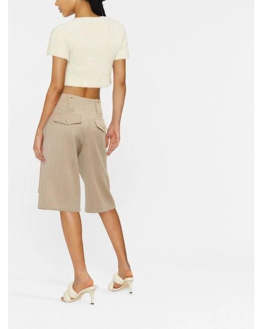 Jacquemus Natural La Maille Neve Logo Cropped Cardigan