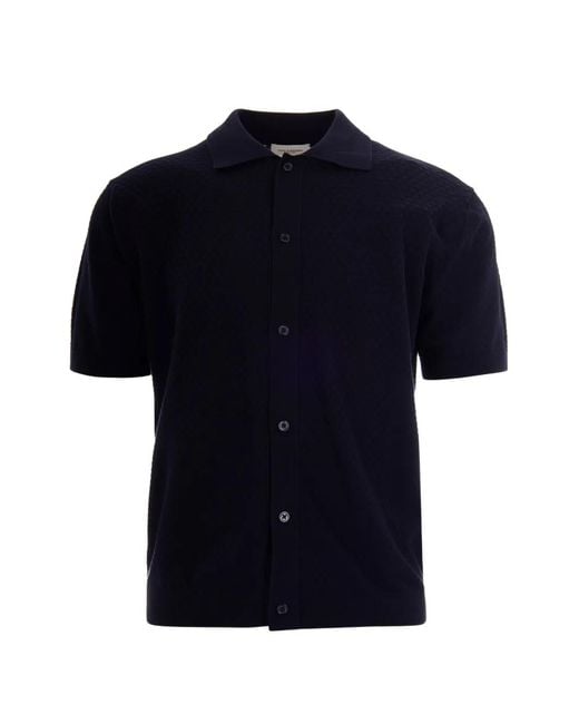 Paolo Pecora Blue Textured Button Polo Shirt for men