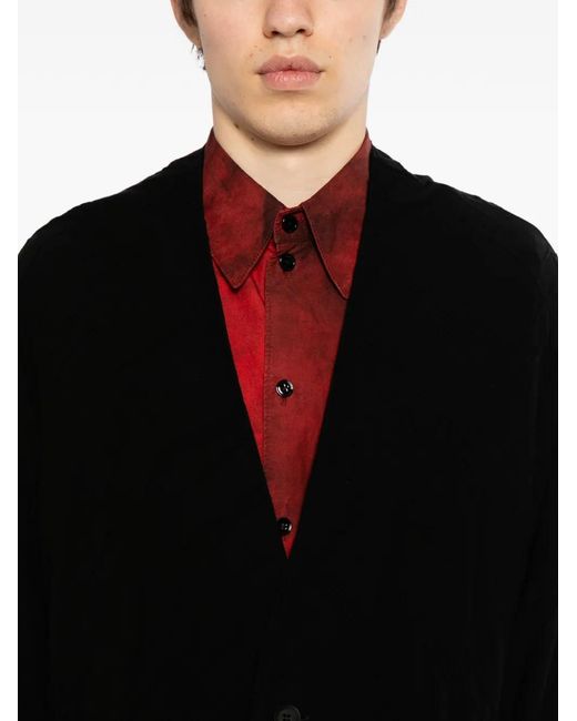 Yohji Yamamoto Black Button Quilted Jacket for men