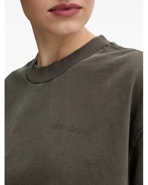 Won Hundred Gray Embroidered-Detail T-Shirt