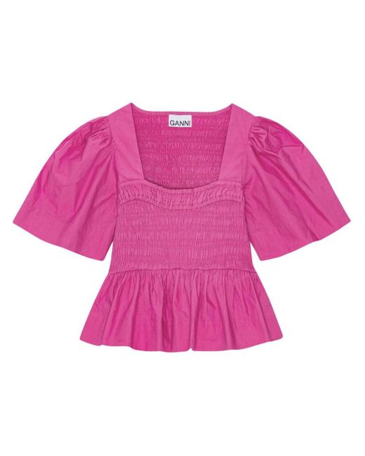 Ganni Pink Bluse aus Bio-Baumwolle