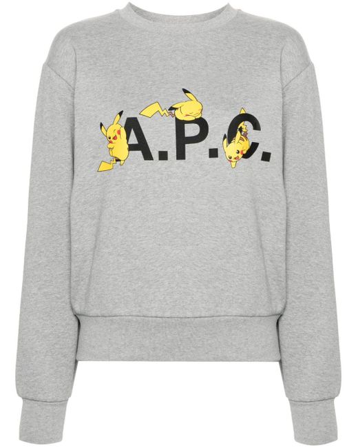 Sweat Pikachu à logo imprimé A.P.C. en coloris Gray