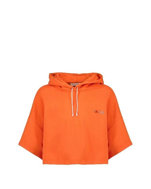 Marni Orange Cropped Hoodie