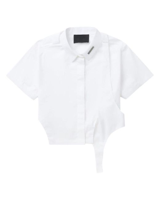HELIOT EMIL White Layered Cropped Cotton Shirt